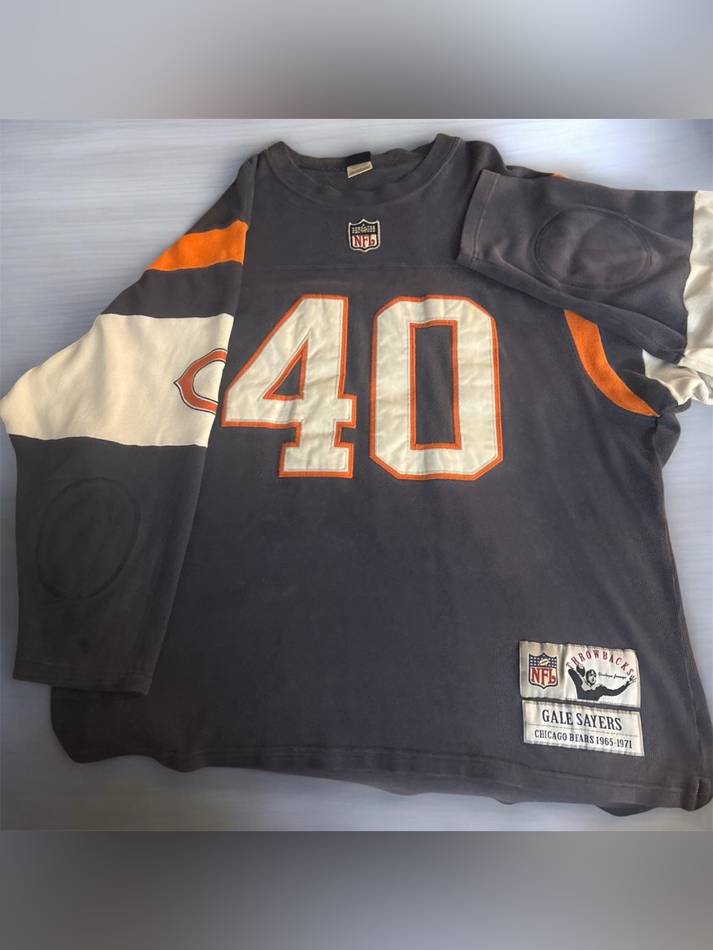 NFL Throwbacks Gale Sayers #40 Chicago Bears Gray Pullover Jersey Sweater 2XL